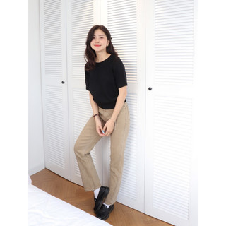 LIN CLOSET [QDL129] Quần jean BASIC ỐNG ĐỨNG HÀN QUỐC VÀNG BÒ