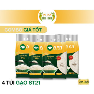 Combo 4 túi gạo st21 a an mỗi túi 5kg - đặc sản sóc trăng - thơm hoa lài nhẹ, cơm ngọt, rất dẻo, mềm