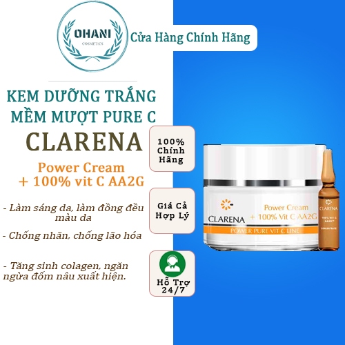 Kem Dưỡng Trắng Và Mềm Mượt Pure C, Power Cream + 100% Vit C AA2G 50ml