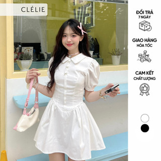 Đầm cổ sen đính nơ đá tay phồng tùng xòe | doris dress - clélie