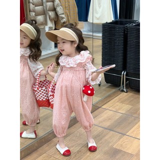 Jumpsuit cho bé gái, bộ áo liền quần cho bé gái, yếm phối ren cho bé gái