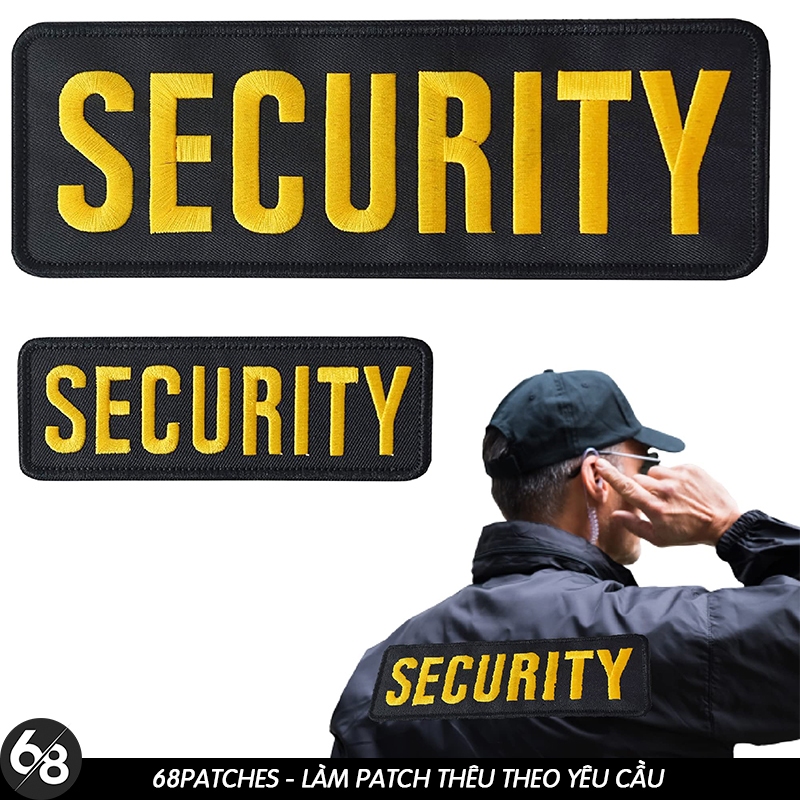 Patch vải ủi nhiệt thêu logo security bảo vệ kích thước lớn D25