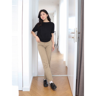 LIN CLOSET [QDL129] Quần jean BASIC ỐNG ĐỨNG HÀN QUỐC VÀNG BÒ