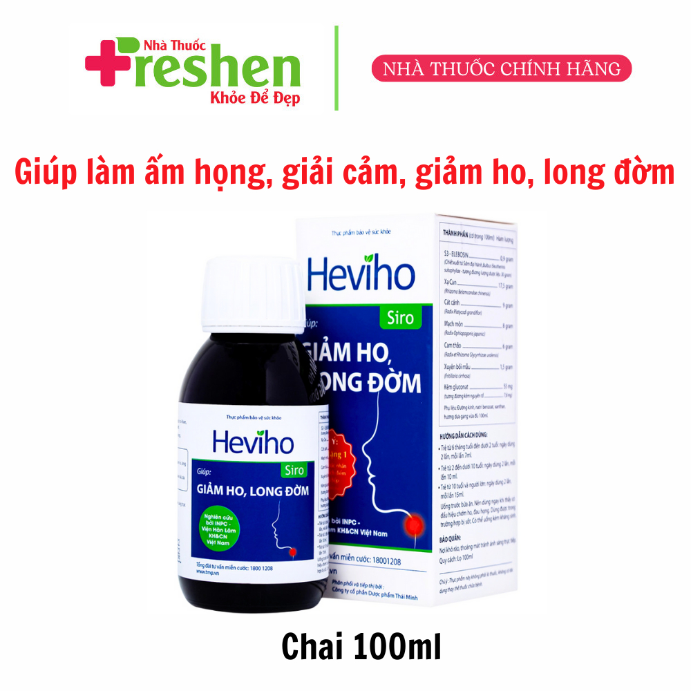 Siro Heviho Thái Minh giảm đau rát họng, giảm ho, long đờm (100ml)