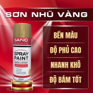Sơn xịt nhũ vàng SANO ánh kim lấp lánh, bền màu, độ phủ cao, nhanh khô - Mã màu 2599