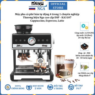 Máy pha cà phê bán tự động 4 trong 1 thương hiệu DSP KA3107, áp suất 20bar, công suất 2250W - Bảo Hành 12 Tháng