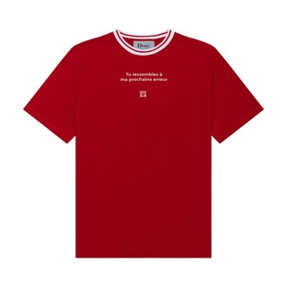 DVRK - Áo Thun Boxy Tee Cổ Sọc Trắng Đỏ In Logo Privé-DVRK-24SS