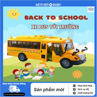 Đồ chơi ô tô xe buýt School Bus ABS mở được cửa, có đèn, âm thanh, mô hình xe buýt đồ chơi cho bé