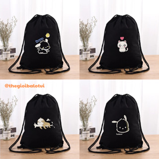 Balo vải dù dây rút chống nước in hình dễ thương đựng đồ đi du lịch, túi dây rút thiết kế trẻ trung thời trang