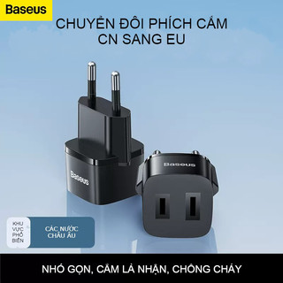 Ổ cắm chuyển đổi chân cắm dẹt sang chân cắm tròn Baseus, chuyển đổi phích cắm CN sang EU, nhỏ gọn, tiện lợi