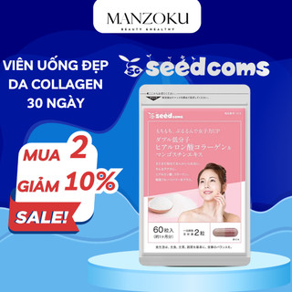 Viên uống Seedcoms bổ sung Collagen, Hyaluronic Acid và Tinh Chất Trái Măng Cụt đẹp da mờ nám Nhật Bản 30 ngày - Manzoku