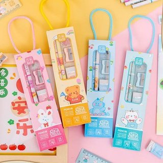 HCM- Bộ hộp dụng cụ học tập 5 món có quai xách, quà tặng học sinh, quà tặng cho các bé- SHOP GIAO NGẪU NHIÊN