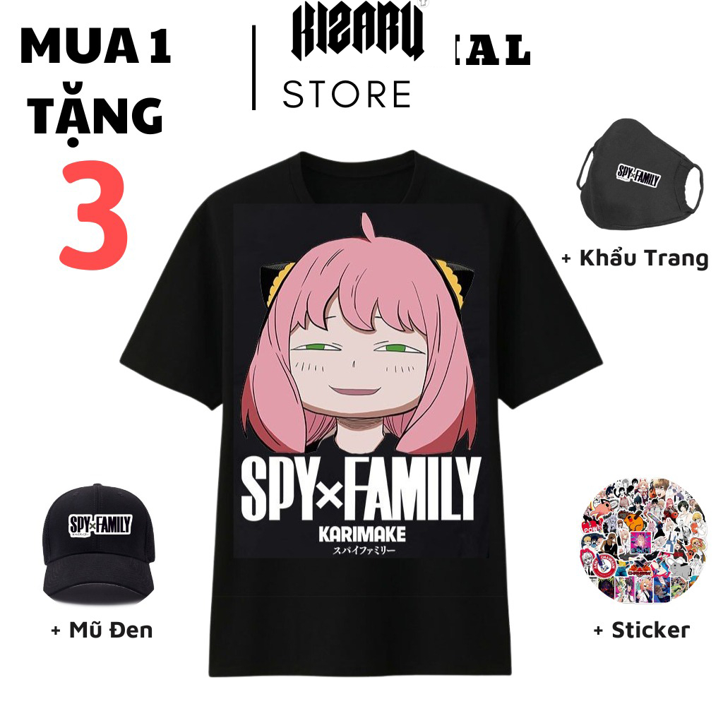 Áo Spy x Family, Áo Anya Forger, Loid Forger, Yuri Briar mua 1 tặng 3, Hình in sắc nét, Chất liệu co