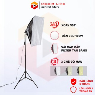 Đèn trợ sáng Livestream, quay video, chụp ảnh studio chuyên nghiệp, Đèn Softbox chữ nhật đánh sáng