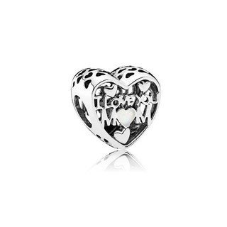 Charm xỏ pandora i love mom 1240 - charm chuẩn bạc s925