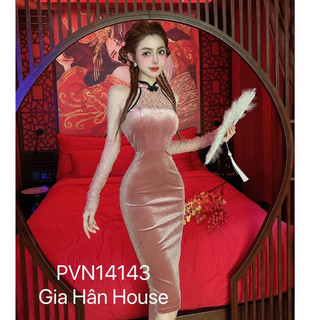 Đầm yếm sườn xám nhung ren -