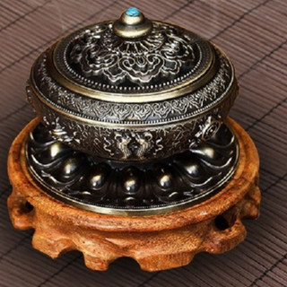 Lư xông trầm hương khắc hình Bát bảo (Tặng 01 hồ lô gài trầm)
