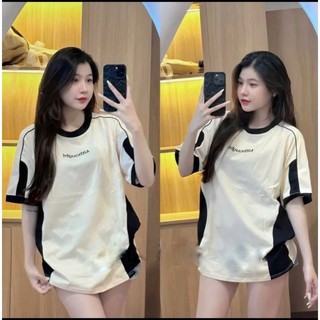 Áo Phông Cotton Khô Thêu Chữ  From Rộng Unisex Phối Màu Trẻ Trung