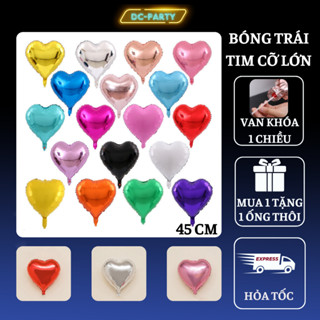 Bóng bay hình trái tim trang trí phòng tân hôn sinh nhật đẹp sang trọng DC PARTY lớn 45cm tráng nhôm