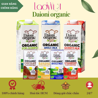 [date 5/25] Sữa Daioni organic nguyên kem/dâu/chuối/soocla 200ml/1 lít