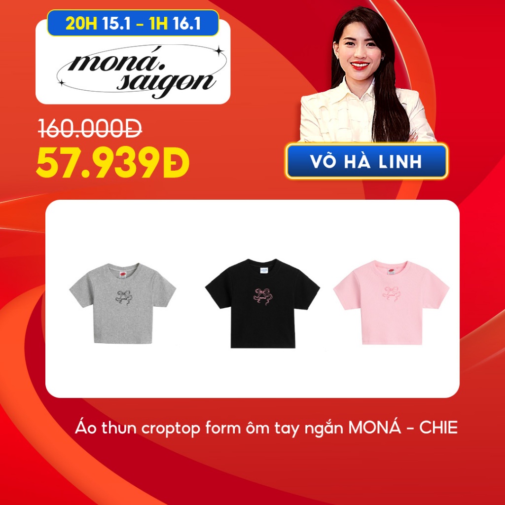 [Chỉ còn 58K sau khi áp voucher] Áo thun croptop form ôm tay ngắn MONÁ - CHIE