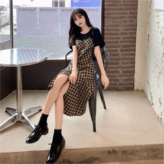 Đầm kẻ tà lệch hàng thiết kế