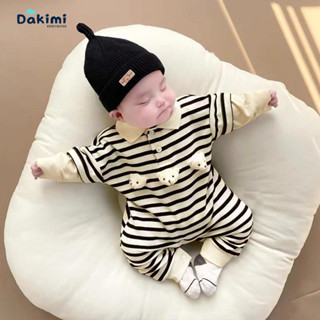 Bodysuit cho bé dài tay DAKIMI Đính Gấu chất Len Tăm,Bộ Áo liền quần,Mẫu quần áo sơ sinh 0-12M