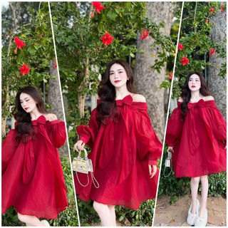 ĐẦM DOLL VOAN  TAY PHỒNG TRỄ VAI NƠ NGỰC