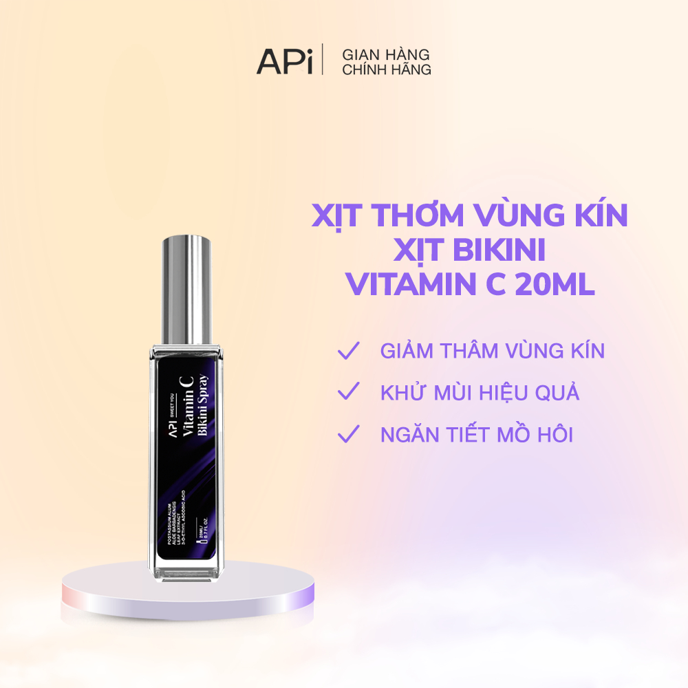 Xịt thơm Bikini khử mùi giảm thâm vùng kín Vitamin C API, xịt thơm và kháng khuẩn, nước hoa vùng kín 20ml