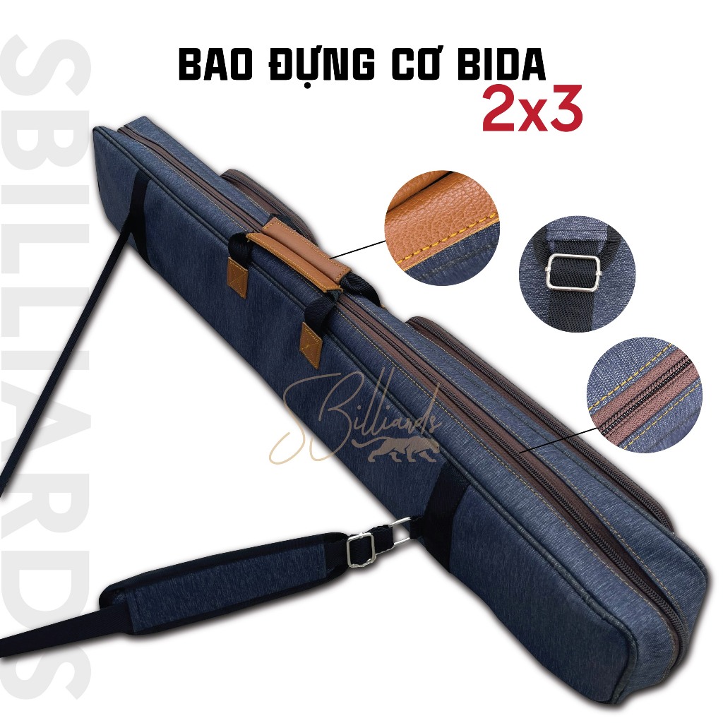 Bao đựng cơ bida 2x3, bao đựng 2 cán 3 ngọn bida . Bao vải cao cấp đựng cơ bida.