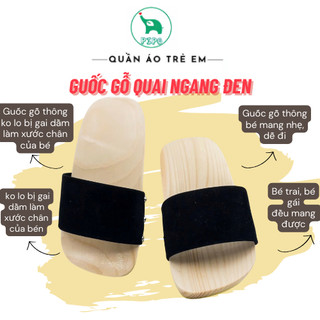 (PiPo) Guốc Gỗ Bé Trai, Bé Gái Quai Ngang Đen