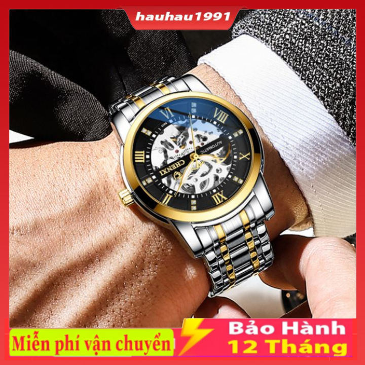 Đồng hồ cơ nam chenxi CX 8802 dây đúc đặc, khóa bướm, có dạ quang, chống nước , bảo hành 12 tháng
