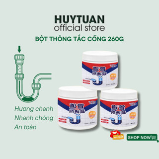 Combo 5 Chai bột thông tắc cống, thông tắc bồn cầu, bồn rửa hương chanh bạc hà, Lọ thông cống thần thánh 260g