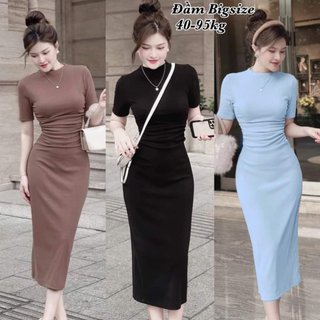 Thời Trang Nữ Đầm Váy Ôm Body Tôn Dáng Eo Cực Xinh Bigsize 40-90Kg Chất Thun Gân Tăm