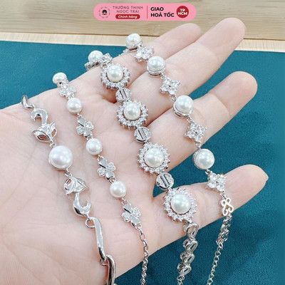 Lắc Tay Ngọc Trai Bạc 925 Mạ Bạch Kim Kiểu Dáng Thời Trang, Tinh Tế - Ngọc Trai Trường Thịnh