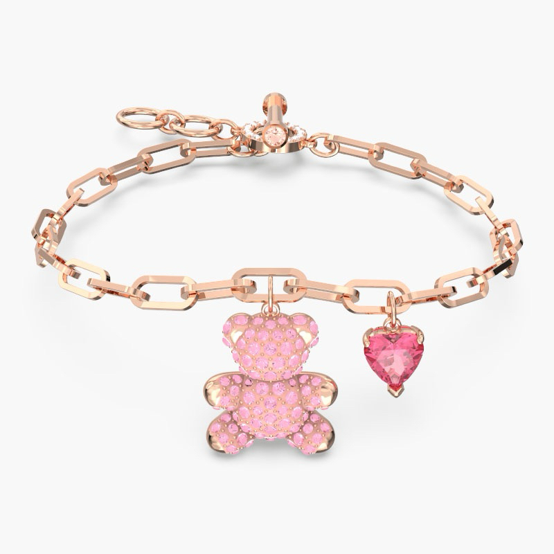 CHÍNH HÃNG - SWAROVSKI Vòng, lắc tay Teddy bracelet (Bear, Pink, Rose gold-tone plated) - Vòng lắc t