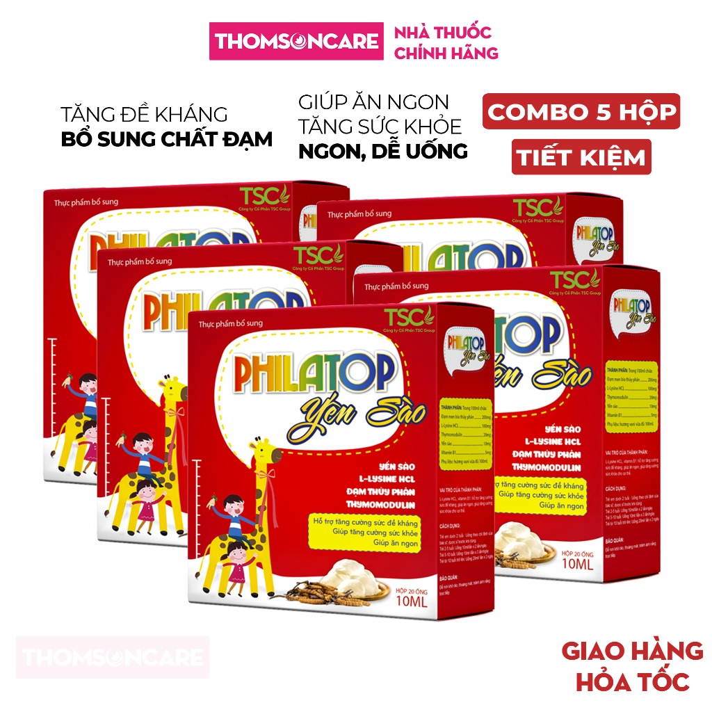 Philatop yến sào Tsc Group, Combo 5 Hộp tiết kiệm - Dùng cho trẻ biếng ăn, chậm lớn, người già, giúp tăng cường sức khỏe