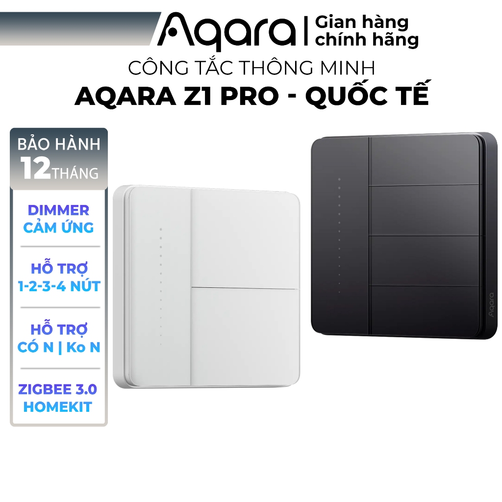 Công tắc Aqara Z1 Pro bản Quốc Tế - Thanh Cảm Ứng Dimmer Đèn/Rèm, Hỗ trợ 4 nút, Lực nhấn nhẹ hơn, Tương thích HomeKit