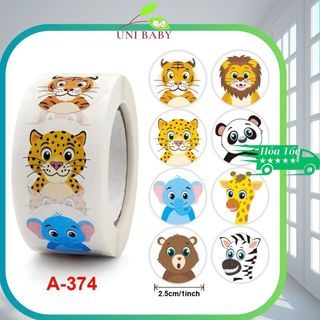Sticker cuộn 500 nhãn dán họa tiết xinh xắn đa dạng màu sắc khen thưởng học tập cho bé