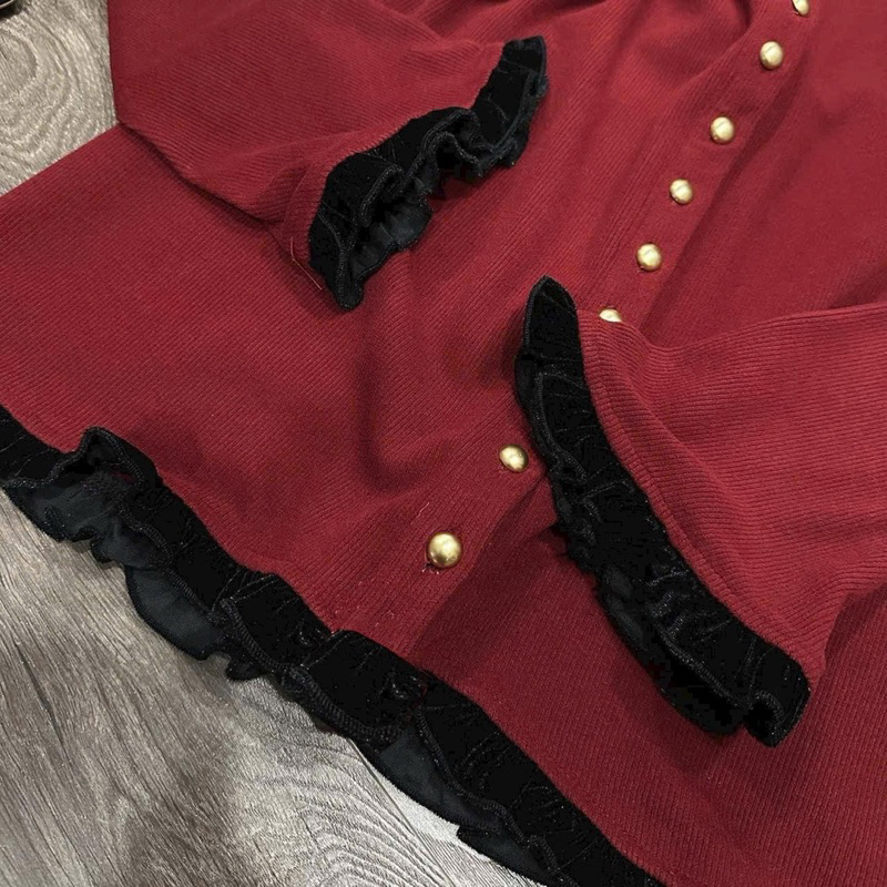 Bigsize - Váy Len Tăm Bèo Phối Hàng Khuy Vàng 60kg-90kg