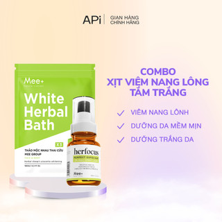 Combo viêm nang lông, dưỡng trắng da body - 1 Tắm trắng nhau thai cừu +1 Xịt viêm nang lông HERFOCUS