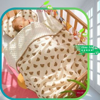 Chăn xô cho bé sơ sinh vải muslin hạt đậu họa tiết xinh xắn,kiểu dáng Hàn Quốc Cho Bé Uni Baby