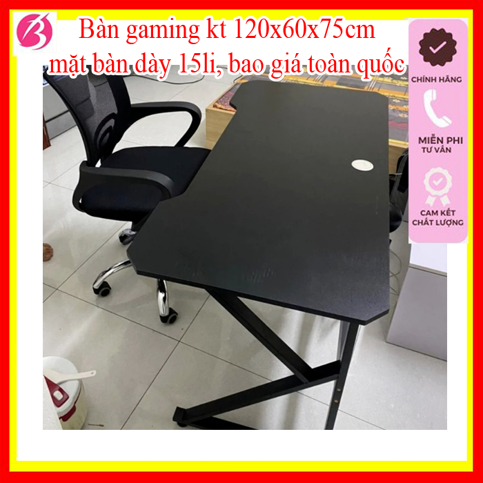Bàn làm việc gaming chữ U K Z VX07-1 thiết kế chắc chắn, mặt uống cong, có lỗ đi dây, mặt gỗ dày 15 li