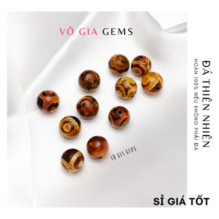 Combo 10 viên Dzi tây tạng, di 3 mắt xỏ vòng tay 8mm Võ Gia Gems