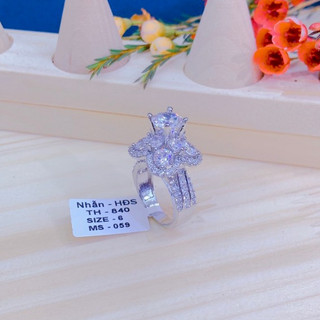 Nhẫn Nữ Hoa 2 Tầng Đá Cao Đính Kim Cương Sang Trọng Đeo Đi Tiệc Cưới Thu Hút Ánh Nhìn
