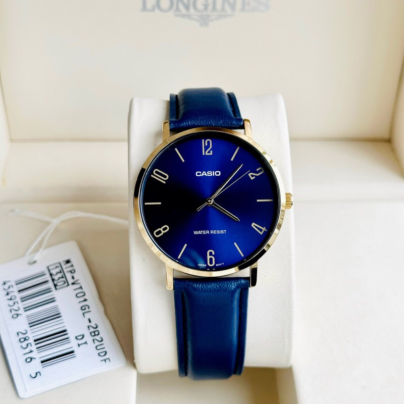 Đồng hồ đôi nam nữ dây da Casio MTP VT01GL 2B