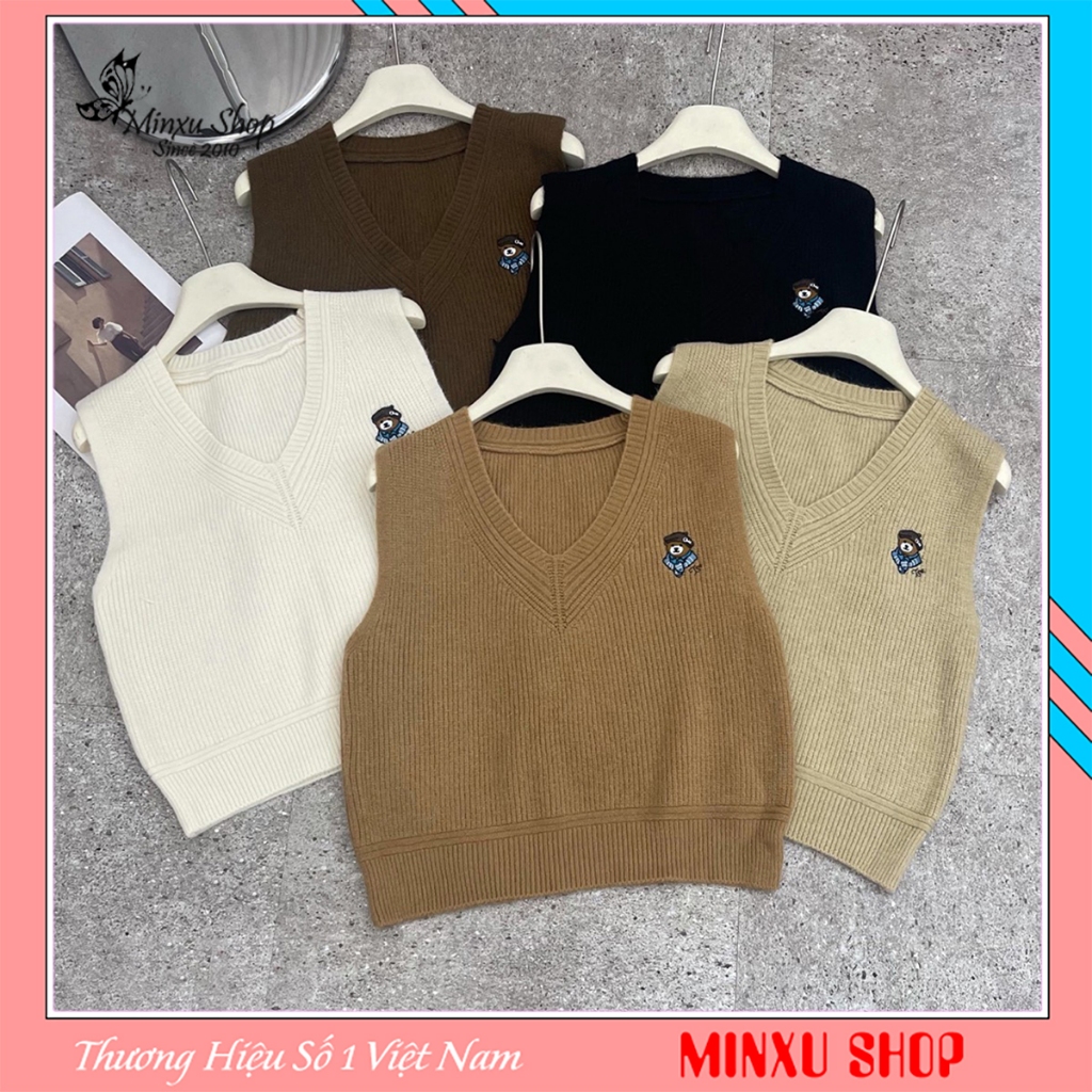 Áo Len GiLe Thêu Gấu Thủy Thủ Dày Dặn Bảng Màu Mới Lạ QC Minxu Shop GL11K