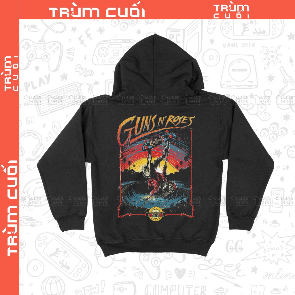 Áo Hoodie Guns n' Roses, Trùm Cuối Thần Tượng Âm Nhạc, Unisex Nỉ Bông 100% 2 màu nam nữ 0388