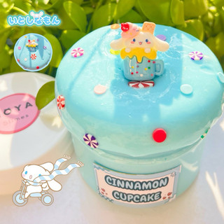Cinnamon cupcake/ đồ chơi slime màu xanh dương kèm charm sanrio/ chất nhờn slime basic bóng dẻo dễ thương