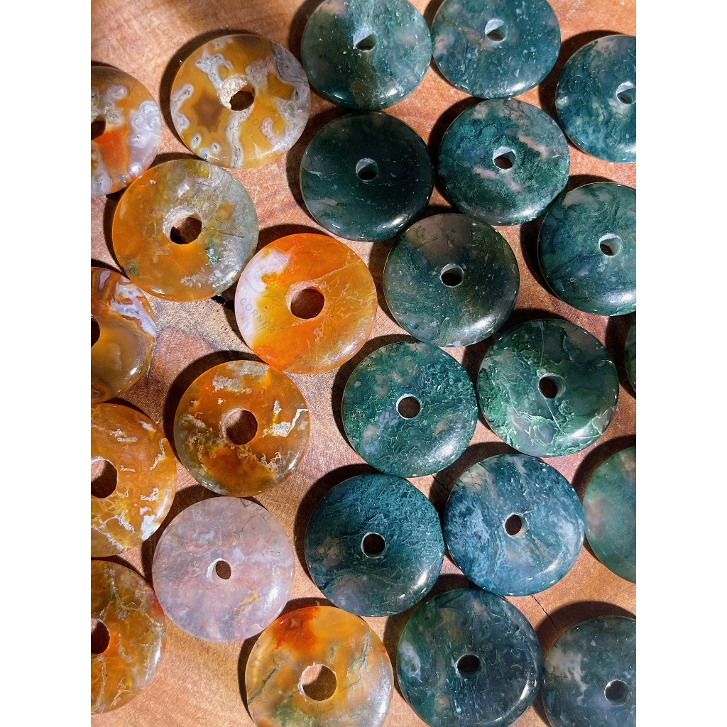 Đồng điếu đá phong thủy mã não Moss Agate (Băng Ngọc Thủy Tảo)
